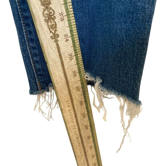 Levi's 501 Original Fit Jeans Womens Size W26 L28 Chewed Hem Blue Distressed - Picture 7 of 15